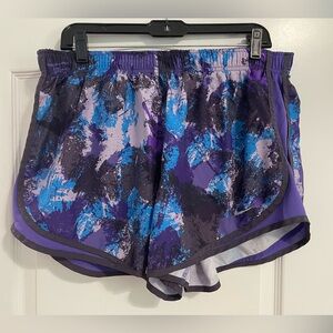 Nike Women's Abstract Purple and Blue Athletic Shorts